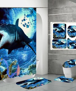 Scarred Shark Shower Curtain for Ocean-Themed Bathroom