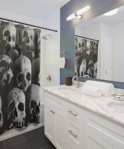 Scary Skulls Shower Curtain for Your Gothic Bathroom Decor