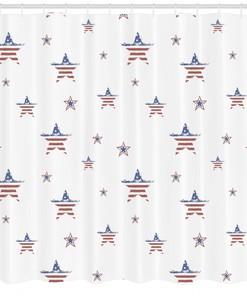 Scattered Stars 4th of July Shower Curtain for Festive Bathroom Decor