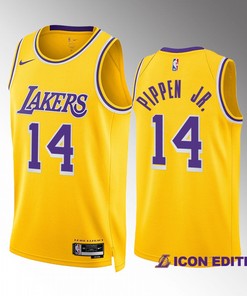 Scotty Pippen Jr. 14 2022-23 Los Angeles Lakers Gold Icon Edition Jersey Swingman