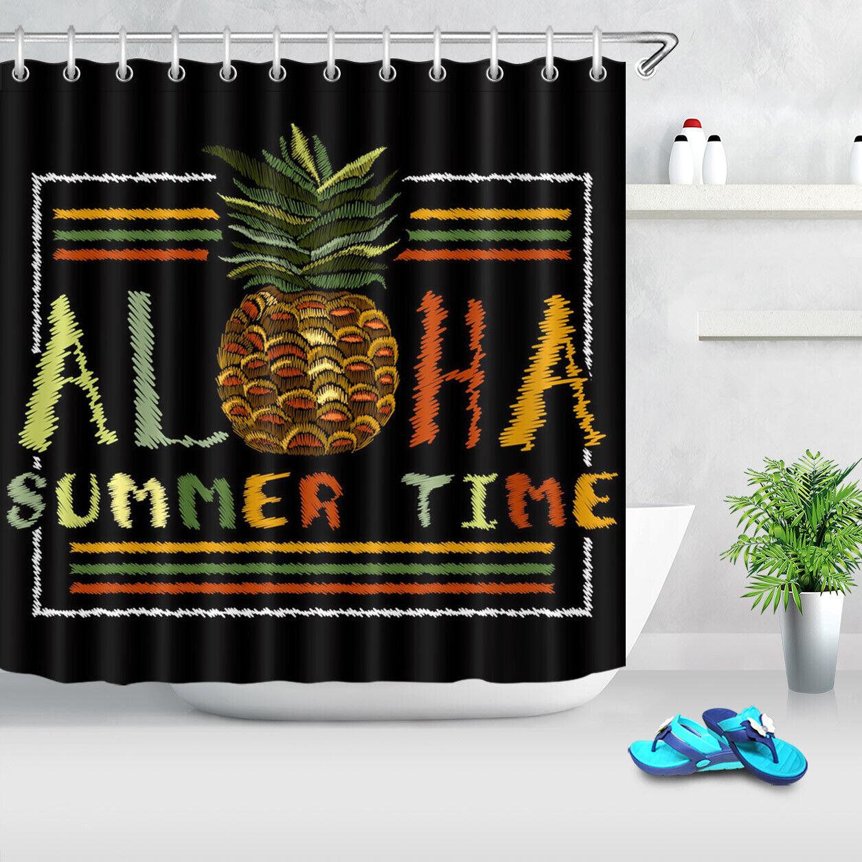 Sea Beach Tropical Leaves Shower Curtain - Aloha Summer Decor