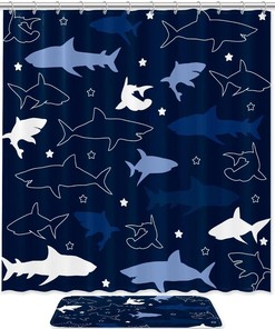 Sea Monster Octopus and Sailing Ship Shower Curtain in Waterproof Fabric for Bathroom Decor