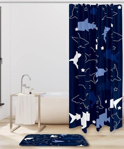 Sea Monster Octopus and Sailing Ship Shower Curtain in Waterproof Fabric for Bathroom Decor
