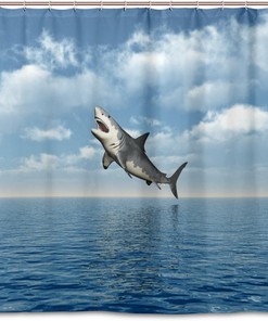 Sea Shark Waterproof Shower Curtain for Bathroom Decor