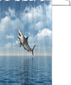 Sea Shark Waterproof Shower Curtain for Bathroom Decor