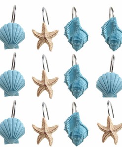 Sea Snail Shell Shower Curtain Hooks Bathroom Decor 