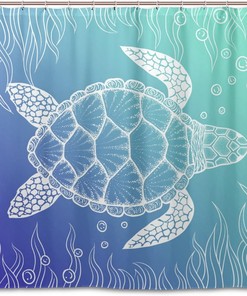 Sea Turtle Gradient Color Waterproof Bathroom Shower Curtain Home Decor