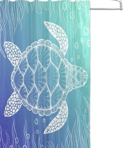 Sea Turtle Gradient Color Waterproof Bathroom Shower Curtain Home Decor