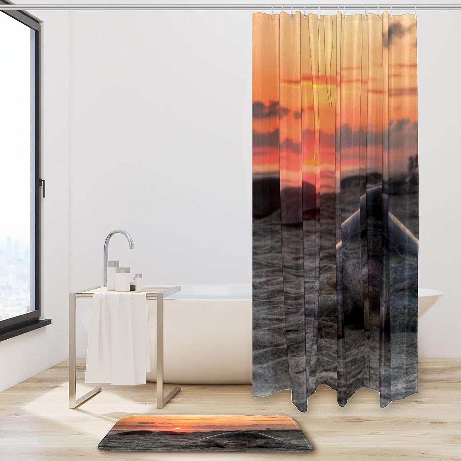 Sea Turtle Sunset Shower Curtain for Your Beachy Bathroom Decor