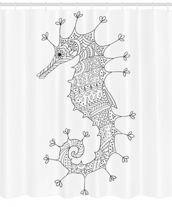 Seahorse Heraldic Art Shower Curtain for Bathroom Decor - Animal Print