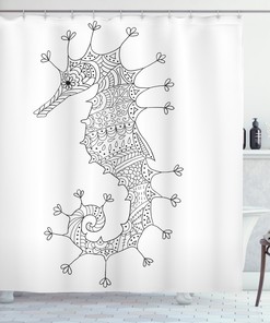 Seahorse Heraldic Art Shower Curtain for Bathroom Decor - Animal Print