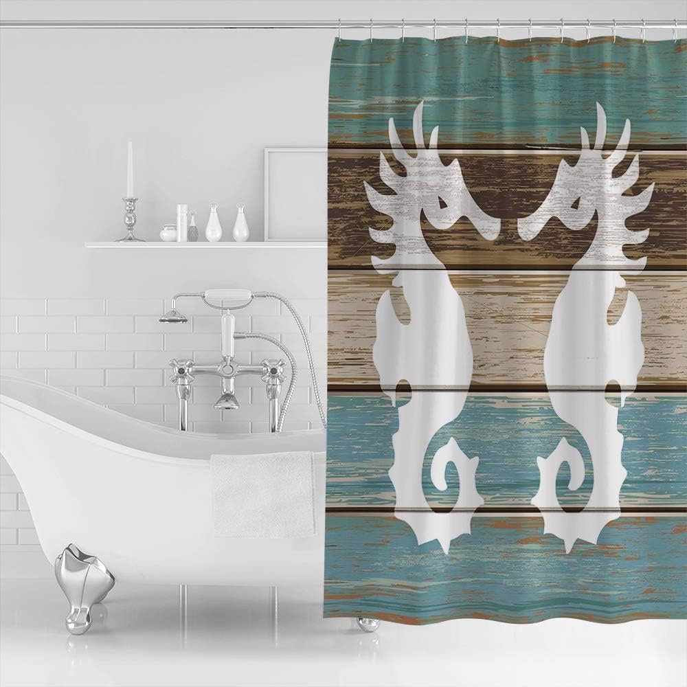 Seahorse Shower Curtain - Retro Rustic Barn Wood Bathroom Decor