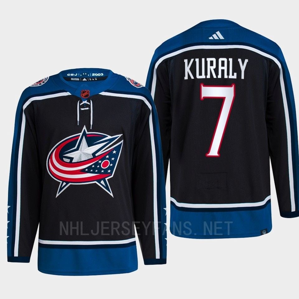 Sean Kuraly 7 Reverse Retro 2.0 2022 Columbus Blue Jackets Navy Jersey Primegreen