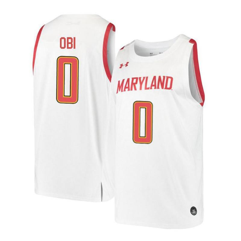 Sean Obi 0 Maryland Terrapins Retro Basketball Men Jersey - White