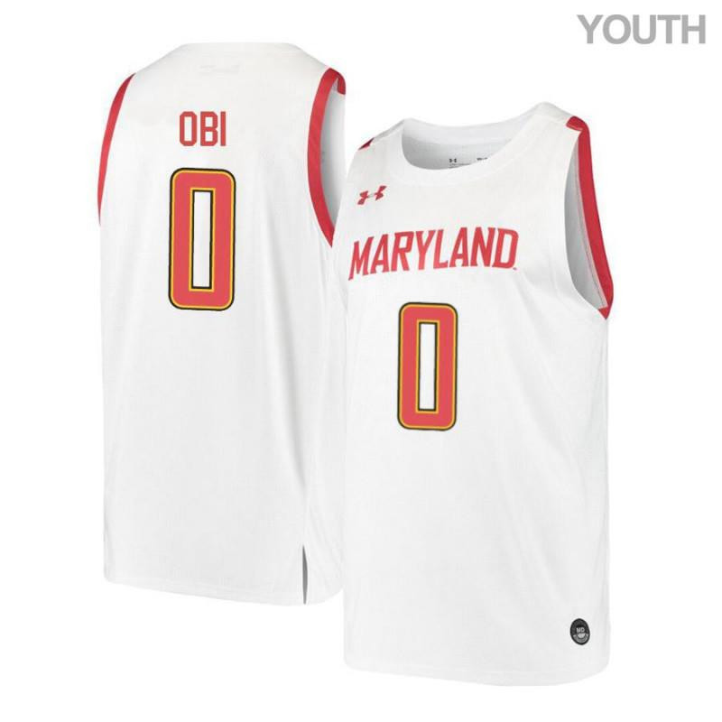 Sean Obi 0 Maryland Terrapins Retro Basketball Youth Jersey - White