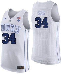 Sean Obi 34 Duke Blue Devils College Basketball Player Performance Men Jersey - White
