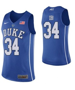 Sean Obi 34 Duke Blue Devils Elite Basketball Men Jersey - Blue