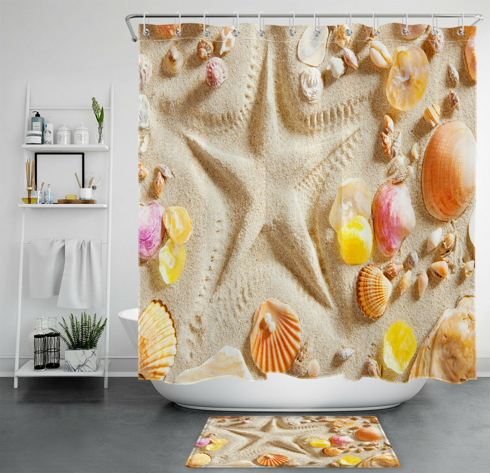Seashell Shower Curtain for Your Tropical Bathroom Decor