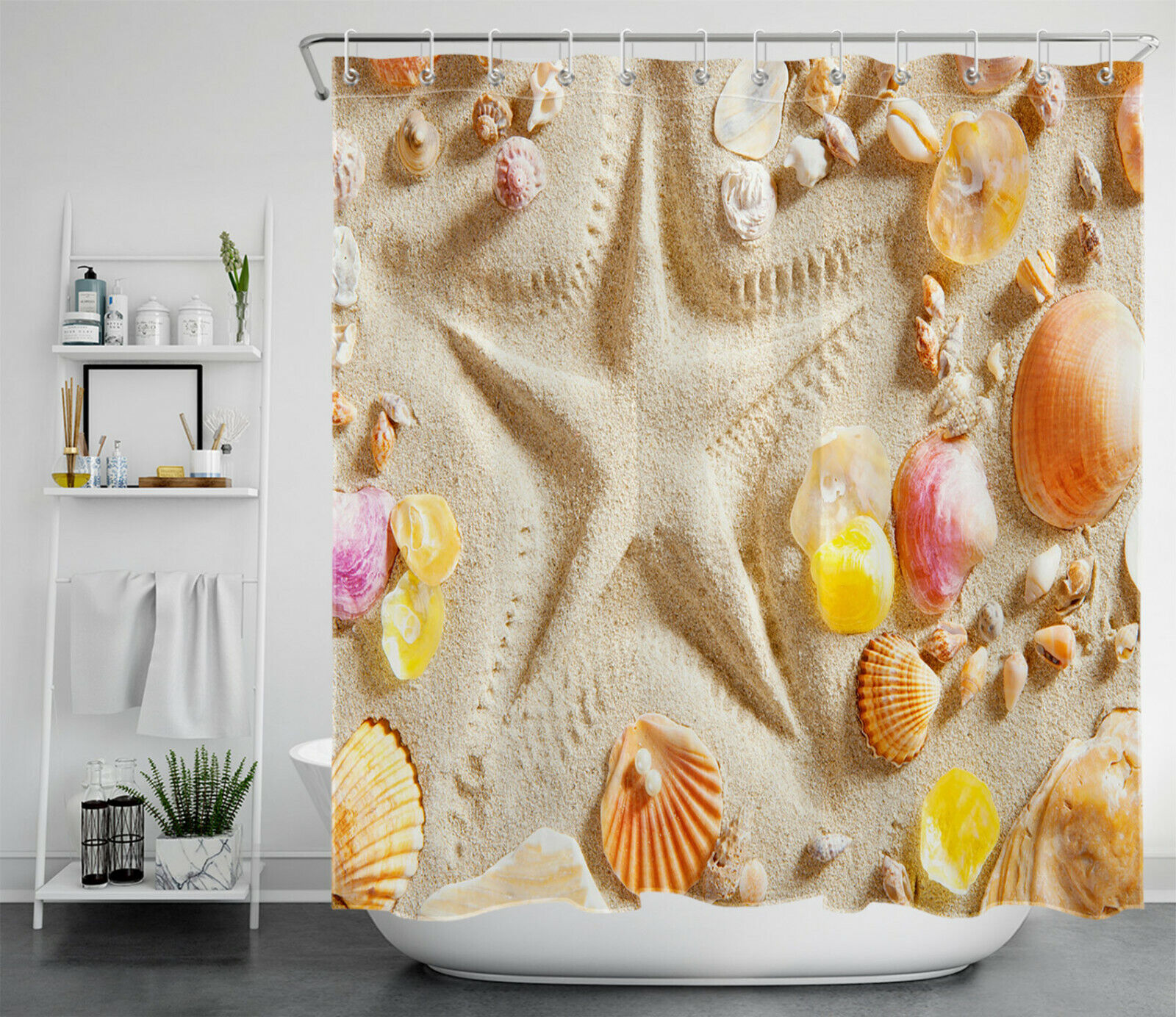 Seashell Shower Curtain for Your Tropical Bathroom Decor
