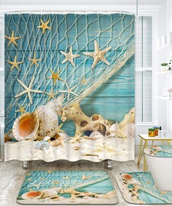 Seashell Starfish Shower Curtain for a Beachy Bathroom Decor