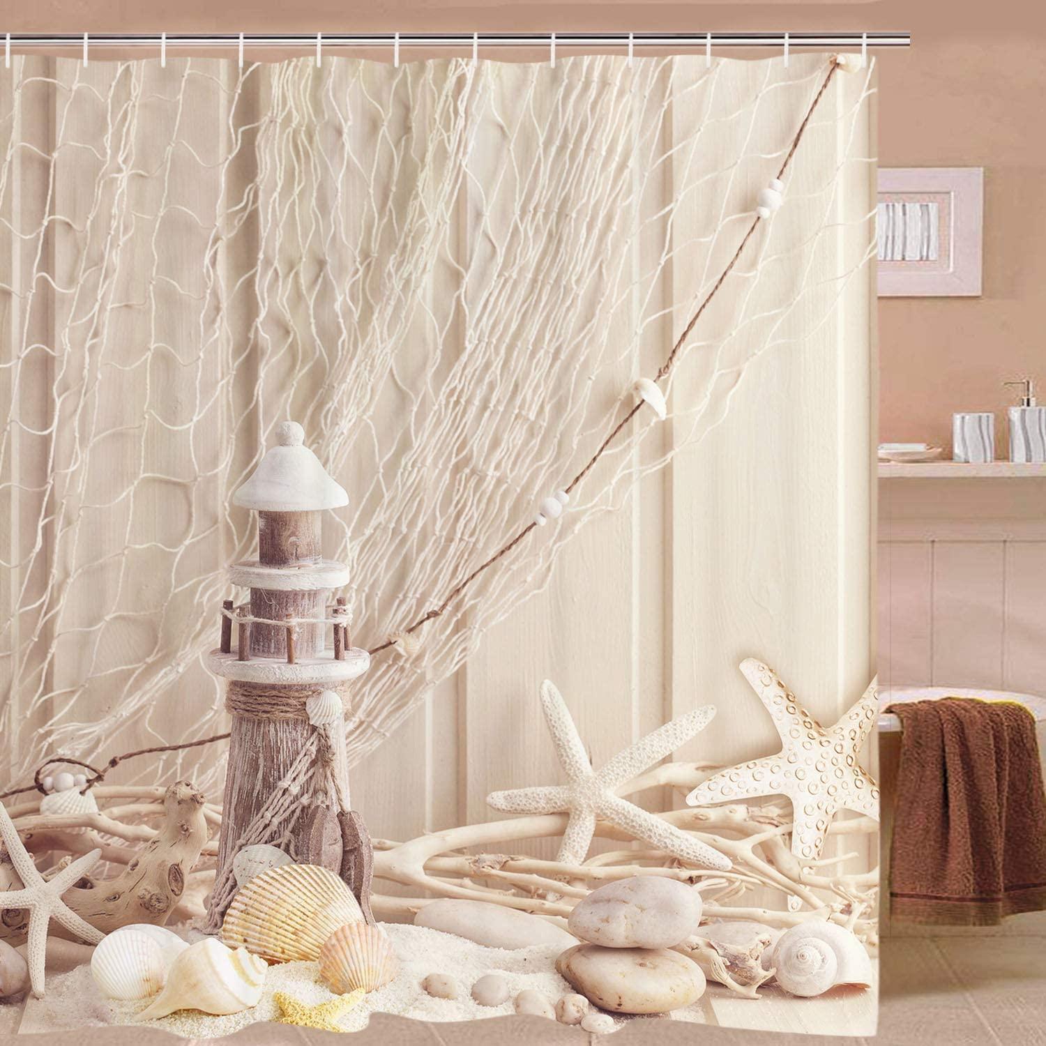 Seashell and Starfish Beach Shower Curtain