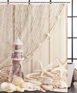 Seashell and Starfish Beach Shower Curtain
