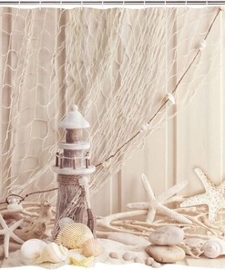 Seashell and Starfish Beach Shower Curtain