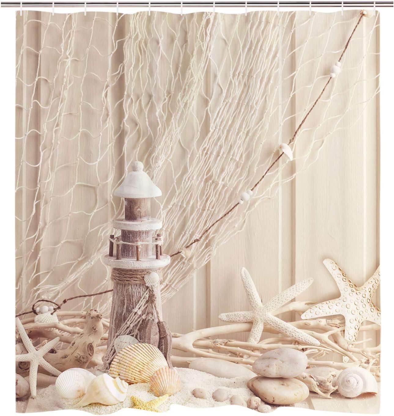 Seashell and Starfish Beach Shower Curtain