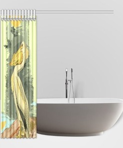 Seaside American Pelican Bird Animal Shower Curtain for a Beach-themed Bathroom Decor
