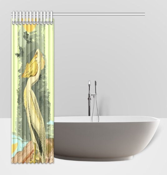 Seaside American Pelican Bird Animal Shower Curtain for a Beach-themed Bathroom Decor