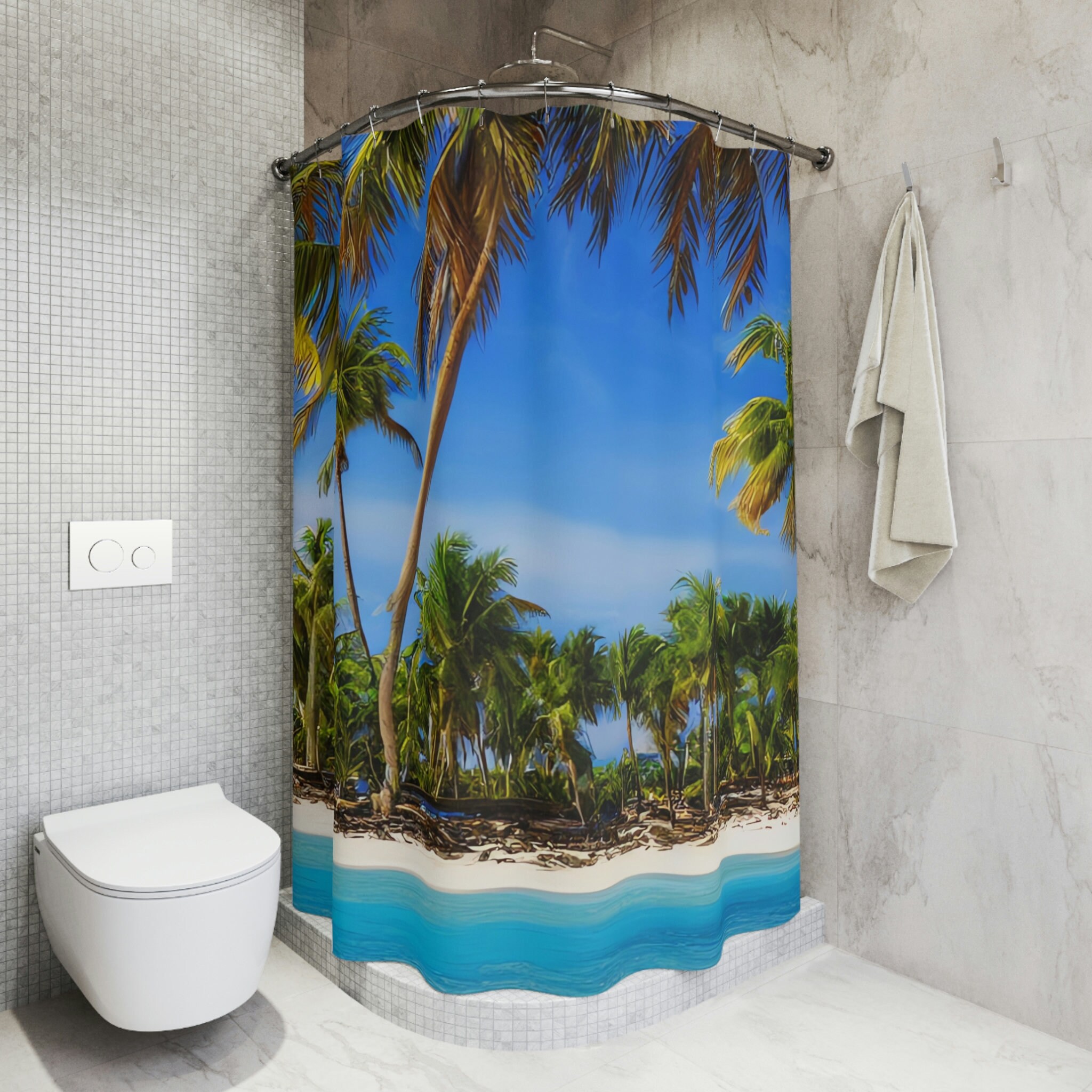 Seaside Getaway Beach Shower Curtain for Bathroom Decor