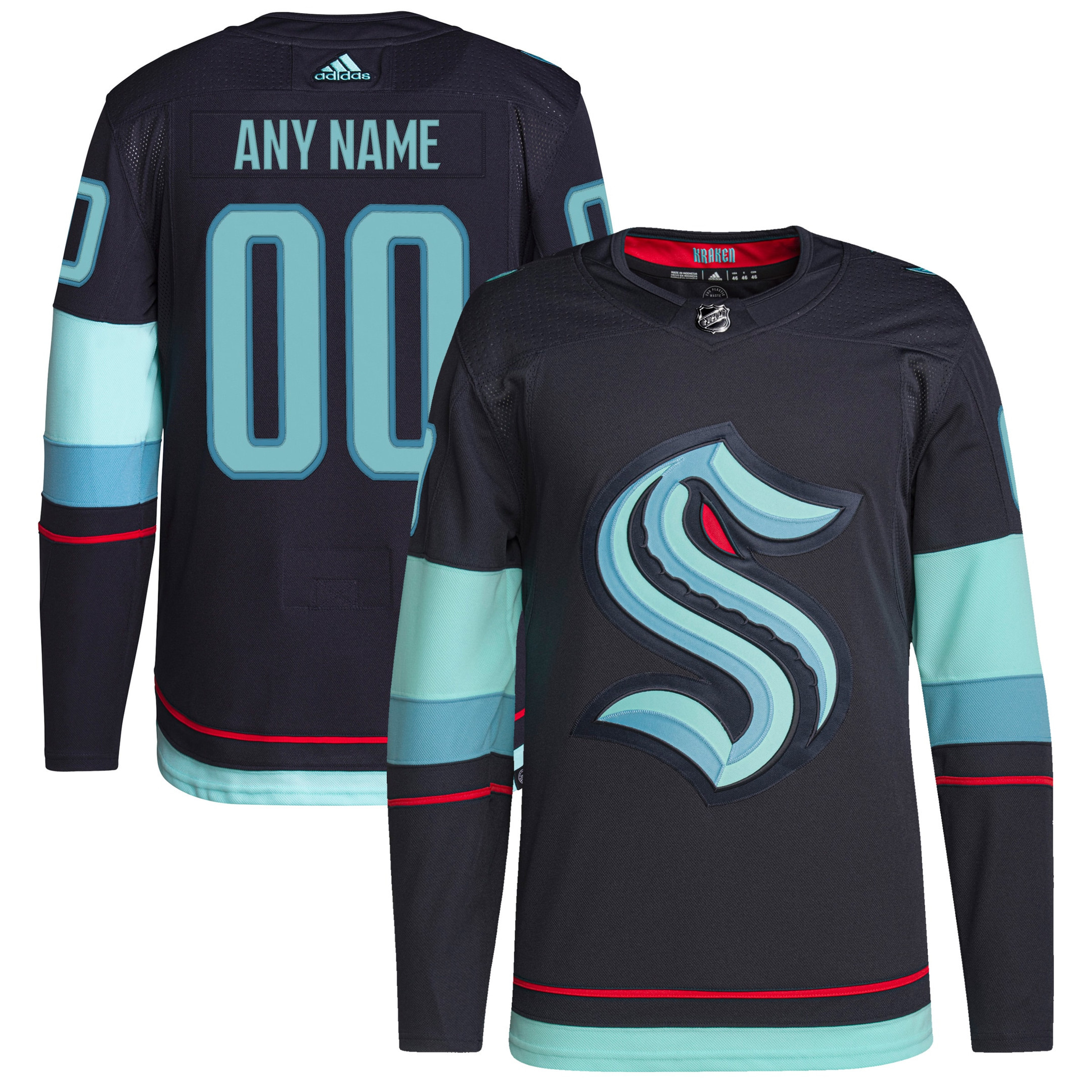 Seattle Kraken Adidas Home Authentic Primegreen Custom Jersey Navy Custom Jerseys Nhl