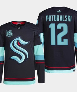 Seattle Kraken Andrew Poturalski 12 Navy Home Primegreen Jersey 2022-23