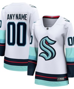 Seattle Kraken Fanatics Branded Womens Away Breakaway Custom Jersey - White Custom Jerseys Nhl