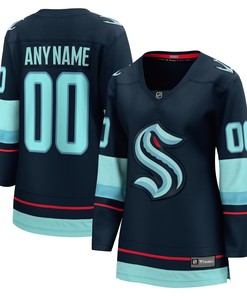 Seattle Kraken Fanatics Branded Womens Home Breakaway Custom Jersey - Navy Custom Jerseys Nhl