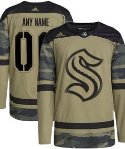 Seattle Kraken Military Appreciation Team Custom Practice Jersey - Camo