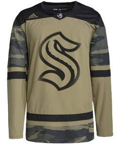 Seattle Kraken Military Appreciation Team Custom Practice Jersey - Camo