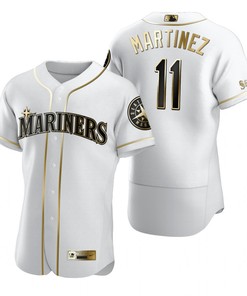 Seattle Mariners #11 Brandedgar Martinez Mlb Golden Brandedition White Jersey Gift For Mariners Fans