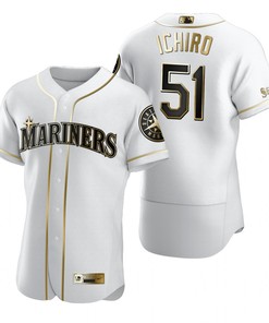 Seattle Mariners #51 Ichiro Suzuki Mlb Golden Brandedition White Jersey Gift For Mariners Fans