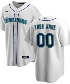 Seattle Mariners Home Replica Custom Jersey - White Custom Jerseys Mlb