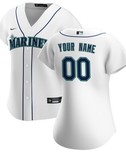Seattle Mariners Womens Home Replica Custom Jersey - White Custom Jerseys Mlb Ver 1