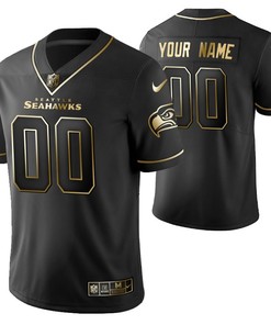 Seattle Seahawks 2021 Nfl Golden Brandedition Black Jersey Gift With Custom Name Number For Seahawks Fans