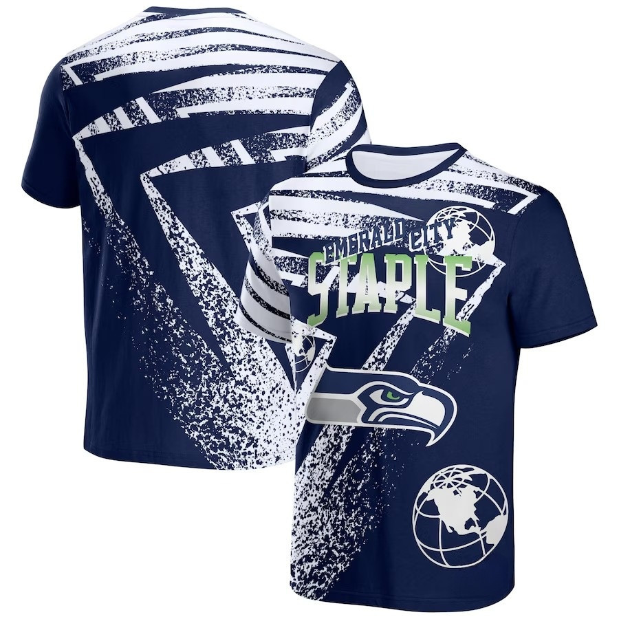 Seattle Seahawks All Over Print T-Shirt - Navy