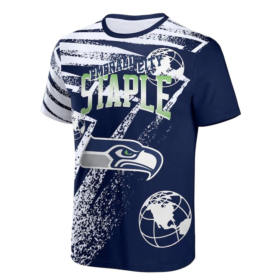 Seattle Seahawks All Over Print T-Shirt - Navy