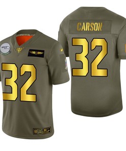 Seattle Seahawks Chris Carson 2019 Salute To Service Nfl 100 Mens Jersey Metallic