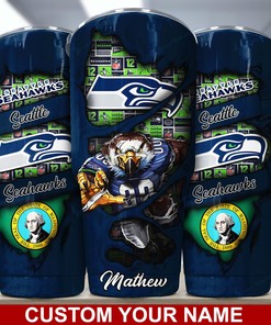 Seattle Seahawks Custom Name Tumbler - Personalized Seattle Seahawks Custom Name Tumbler for Dedicated Fans
