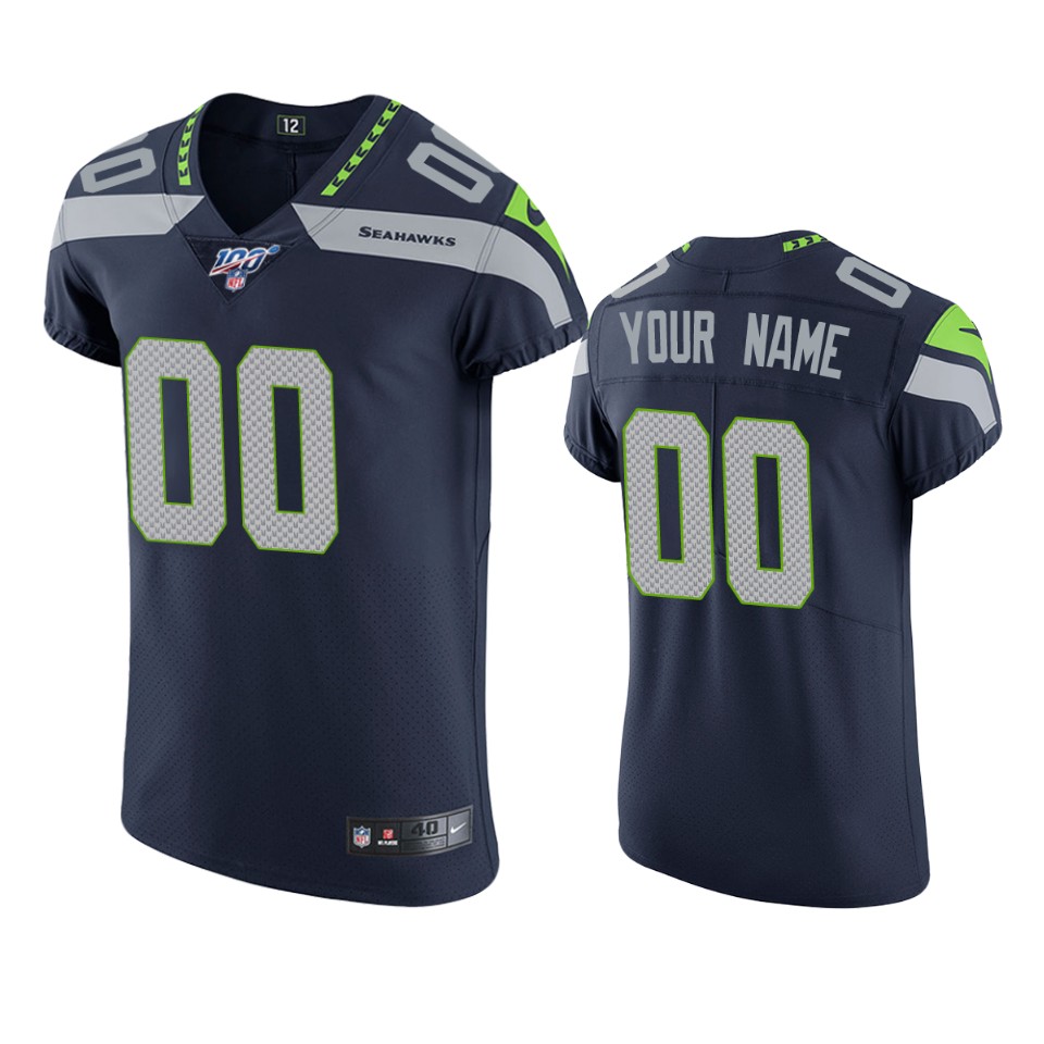 Seattle Seahawks Custom Navy 100th Season Vapor Elite Jersey