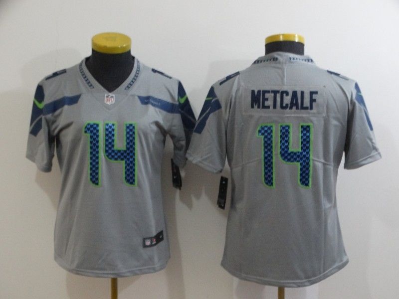 Seattle Seahawks Dk Metcalf #14 Nfl 2020 Grey Womens Jersey