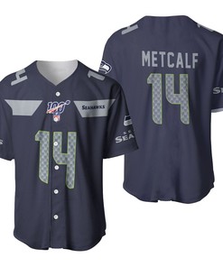 Seattle Seahawks Dk Metcalf #14 Nfl American Football Navy 100th Season 3d Designed Allover Gift For Seahawks Fans Baseball Jersey
