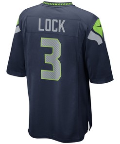 Seattle Seahawks Drew Lock 3 Game Jersey - College Navy Jersey